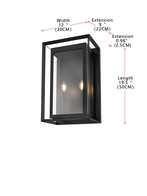 Elegant Lighting Etting 2 Light Wall sconce W12 Inch E9 Inch H19.5 Inch L2 in Black Model: OD355W20BK