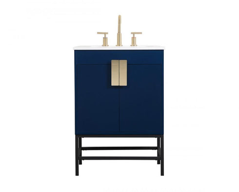 Elegant Lighting Eugene 24 Inch Single Bathroom Vanity in Blue Model: VF48824MBL