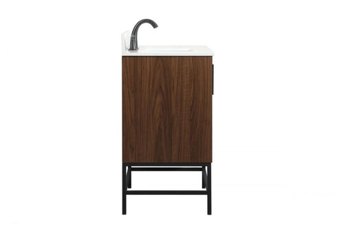 Elegant Lighting Eugene 30 Inch Single Bathroom Vanity in Walnut with Backsplash Model: VF48830MWT-BS