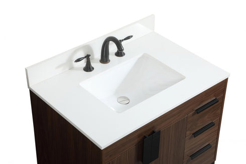 Elegant Lighting Eugene 32 Inch Single Bathroom Vanity in Walnut with Backsplash Model: VF48832MWT-BS