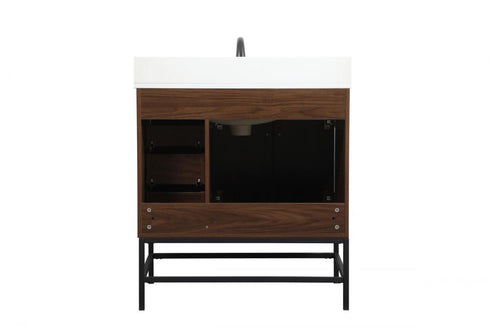 Elegant Lighting Eugene 32 Inch Single Bathroom Vanity in Walnut with Backsplash Model: VF48832MWT-BS
