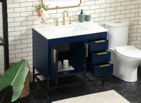 Elegant Lighting Eugene 36 Inch Single Bathroom Vanity in Blue Model: VF48836MBL