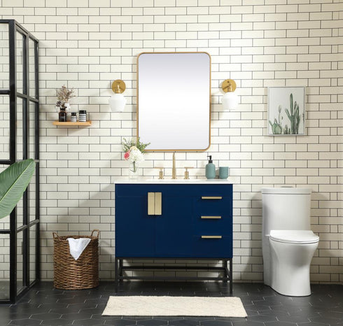 Elegant Lighting Eugene 36 Inch Single Bathroom Vanity in Blue Model: VF48836MBL