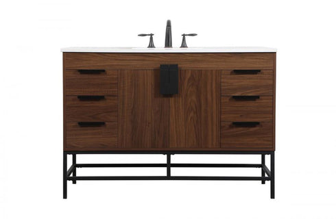 Elegant Lighting Eugene 48 Inch Single Bathroom Vanity in Walnut Model: VF488W48MWT