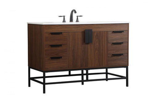 Elegant Lighting Eugene 48 Inch Single Bathroom Vanity in Walnut Model: VF488W48MWT