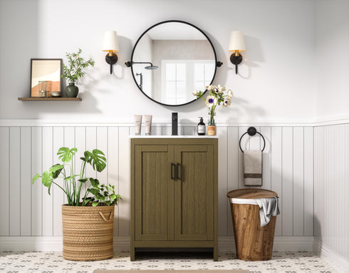 Elegant Lighting Finnley Vanity Cabinet 2Dr W24 Inch xD19 Inch xH34 Inch in Chestnut Brown Model: VF25124MCB