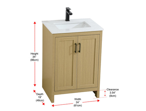 Elegant Lighting Finnley Vanity Cabinet 2Dr W24 Inch xD19 Inch xH34 Inch in Honey Brown Model: VF25124MHB