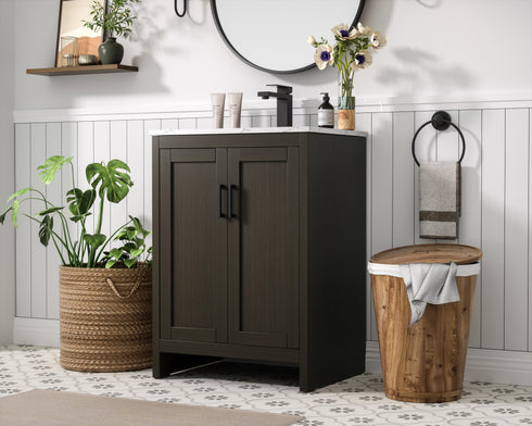 Elegant Lighting Finnley Vanity Cabinet 2Dr W24 Inch xD19 Inch xH34 Inch in Mocha Brown Model: VF25124MMB