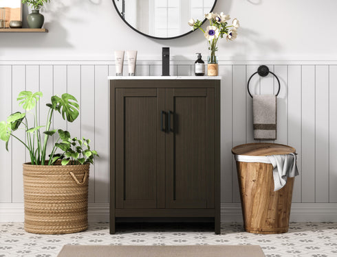 Elegant Lighting Finnley Vanity Cabinet 2Dr W24 Inch xD19 Inch xH34 Inch in Mocha Brown Model: VF25124MMB