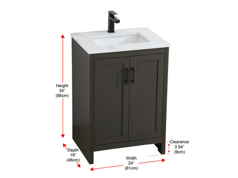 Elegant Lighting Finnley Vanity Cabinet 2Dr W24 Inch xD19 Inch xH34 Inch in Mocha Brown Model: VF25124MMB
