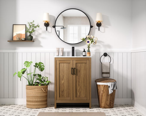 Elegant Lighting Finnley Vanity Cabinet 2Dr W24 Inch xD19 Inch xH34 Inch WB in Walnut Brown Finish Model: VF25124WB