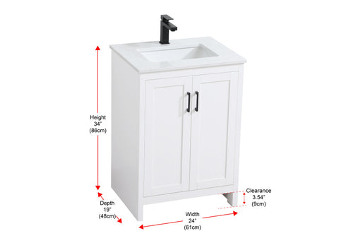 Elegant Lighting Finnley Vanity Cabinet 2Dr W24 Inch xD19 Inch xH34 Inch WH in White Finish Model: VF25124MWH