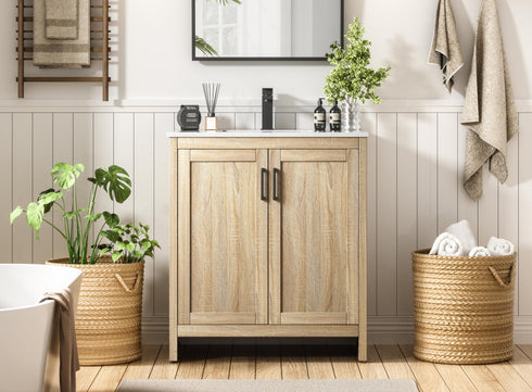 Elegant Lighting Finnley Vanity Cabinet 2Dr W30 Inch x D19 Inch x H34 Inch MW in Mango Wood Finish Model: VF25130MW
