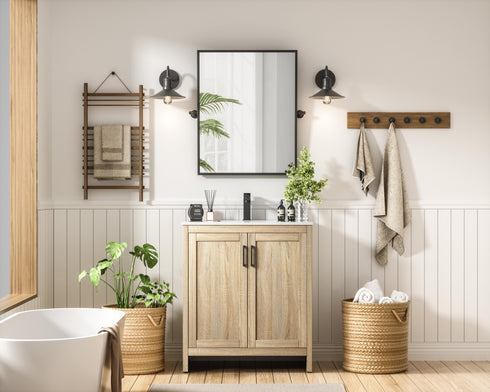 Elegant Lighting Finnley Vanity Cabinet 2Dr W30 Inch x D19 Inch x H34 Inch MW in Mango Wood Finish Model: VF25130MW