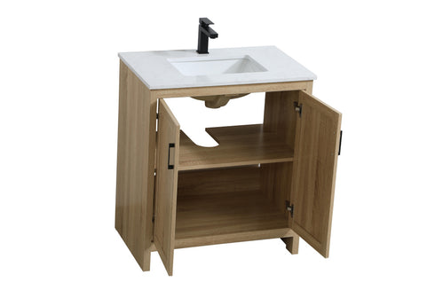Elegant Lighting Finnley Vanity Cabinet 2Dr W30 Inch x D19 Inch x H34 Inch MW in Mango Wood Finish Model: VF25130MW