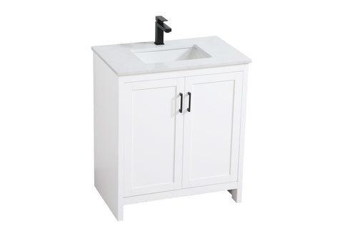 Elegant Lighting Finnley Vanity Cabinet 2Dr W30 Inch x D19 Inch x H34 Inch WH in White Finish Model: VF25130MWH