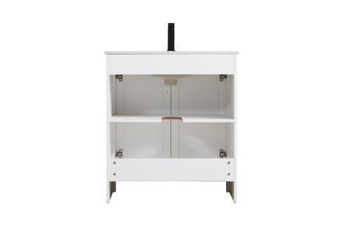 Elegant Lighting Finnley Vanity Cabinet 2Dr W30 Inch x D19 Inch x H34 Inch WH in White Finish Model: VF25130MWH
