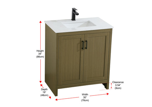 Elegant Lighting Finnley Vanity Cabinet 2Dr W30 Inch xD19 Inch xH34 Inch in Chestnut Brown Model: VF25130MCB