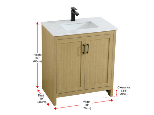Elegant Lighting Finnley Vanity Cabinet 2Dr W30 Inch xD19 Inch xH34 Inch in Honey Brown Model: VF25130MHB