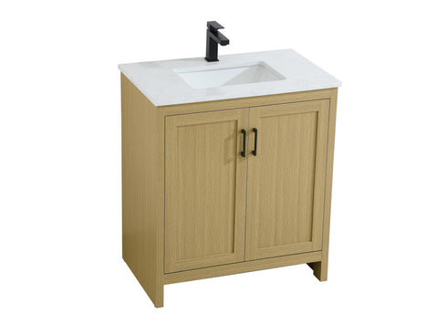 Elegant Lighting Finnley Vanity Cabinet 2Dr W30 Inch xD19 Inch xH34 Inch in Honey Brown Model: VF25130MHB