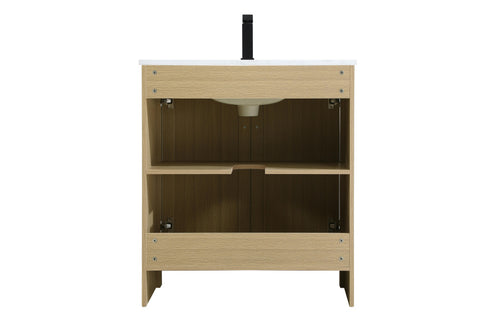 Elegant Lighting Finnley Vanity Cabinet 2Dr W30 Inch xD19 Inch xH34 Inch in Honey Brown Model: VF25130MHB