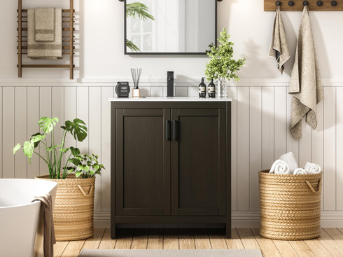 Elegant Lighting Finnley Vanity Cabinet 2Dr W30 Inch xD19 Inch xH34 Inch in Mocha Brown Model: VF25130MMB