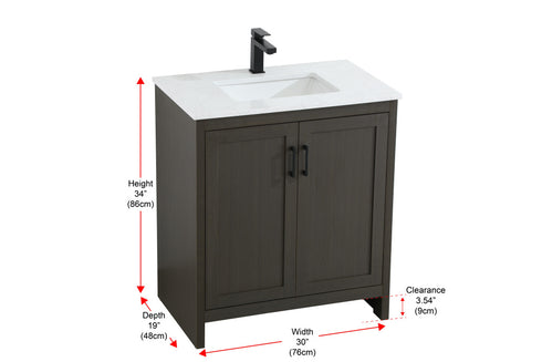 Elegant Lighting Finnley Vanity Cabinet 2Dr W30 Inch xD19 Inch xH34 Inch in Mocha Brown Model: VF25130MMB