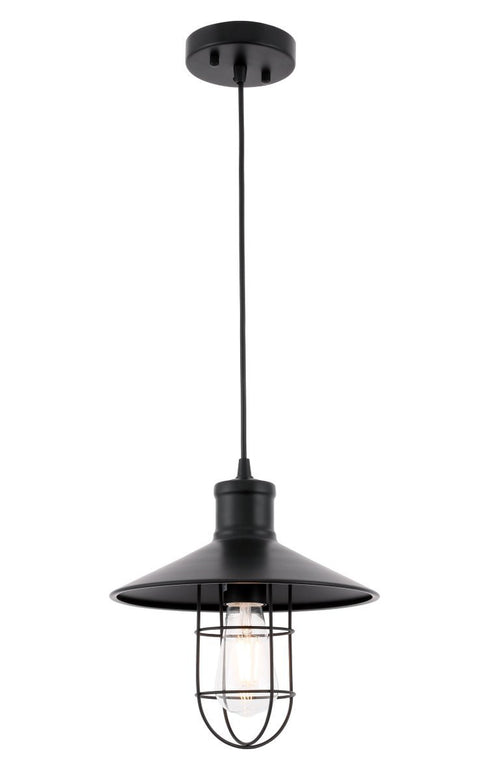 Elegant Lighting Flaneur 1 light in Black Pendant Model: LD7505BK