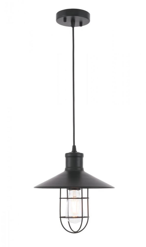 Elegant Lighting Flaneur 1 light in Black Pendant Model: LD7505BK