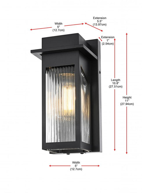 Elegant Lighting Fletcher 7 inch Outdoor Pendant in Black Model: OD364W11BK