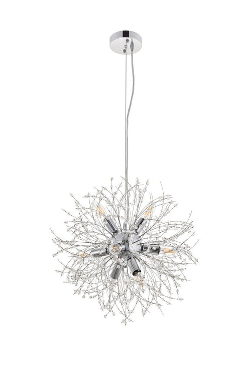 Elegant Lighting Flores 8 light Chrome Pendant in Chrome and Clear Finish Model: LD5052D20C