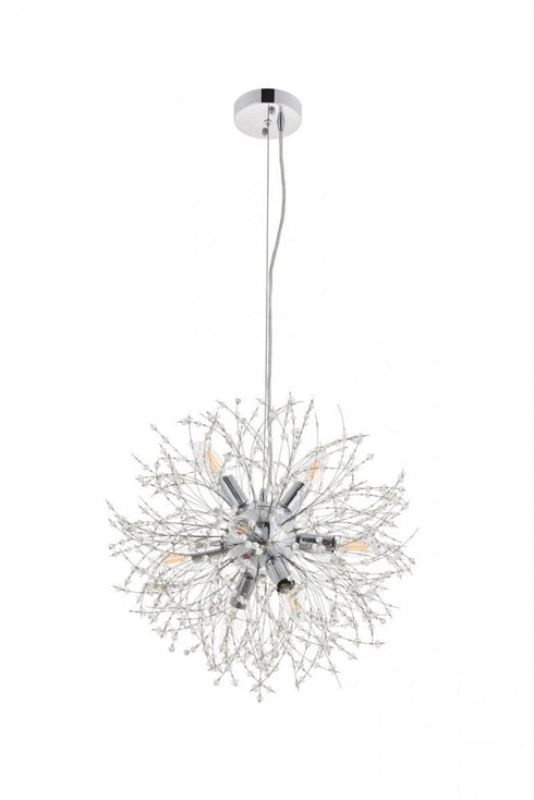 Elegant Lighting Flores 8 light Chrome Pendant in Chrome and Clear Finish Model: LD5052D20C
