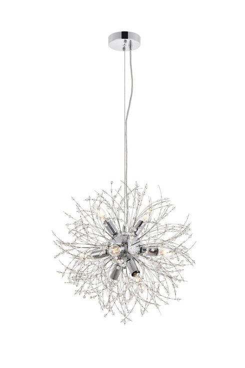 Elegant Lighting Flores 8 light Chrome Pendant in Chrome and Clear Finish Model: LD5052D20C