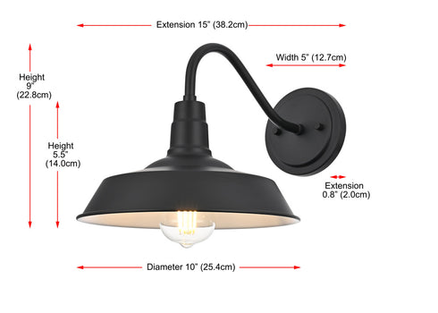 Elegant Lighting Franco 1 Light Wall Sconce W10 Inch xH9 Inch xE15 Inch in Black Model: OD805W9BK