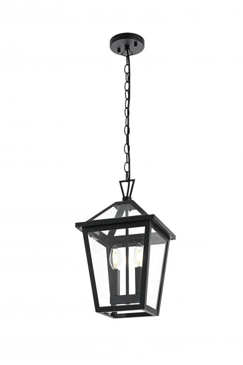 Elegant Lighting Frankford 7 inch Outdoor Pendant in Black Model: OD334H17BK