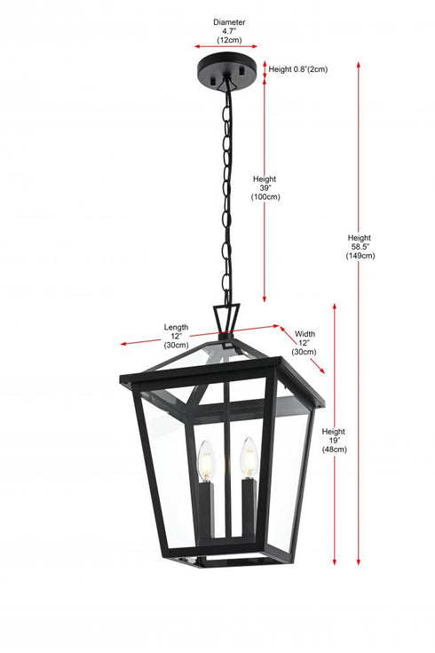 Elegant Lighting Frankford 7 inch Outdoor Pendant in Black Model: OD334H19BK