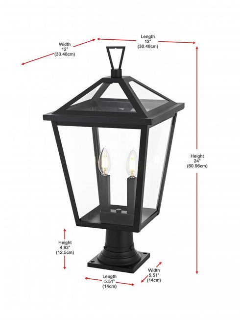 Elegant Lighting Frankford 7 inch Outdoor Pendant in Black Model: OD334P24BK