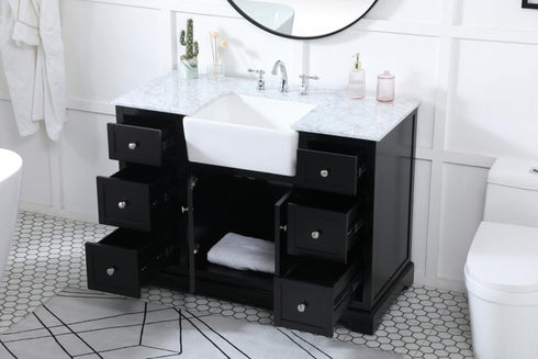 Elegant Lighting Franklin 48 Inch Single Bathroom Vanity in Black Model: VF60248BK