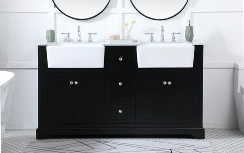 Elegant Lighting Franklin 60 Inch Double Bathroom Vanity in Black Model: VF60260DBK