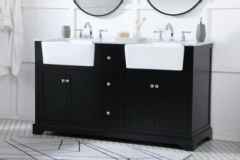 Elegant Lighting Franklin 60 Inch Double Bathroom Vanity in Black Model: VF60260DBK