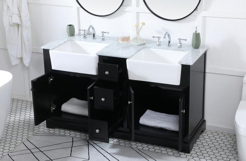 Elegant Lighting Franklin 60 Inch Double Bathroom Vanity in Black Model: VF60260DBK