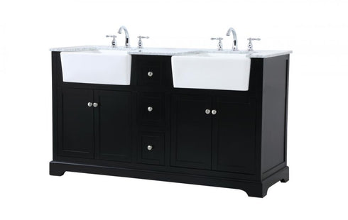 Elegant Lighting Franklin 60 Inch Double Bathroom Vanity in Black Model: VF60260DBK