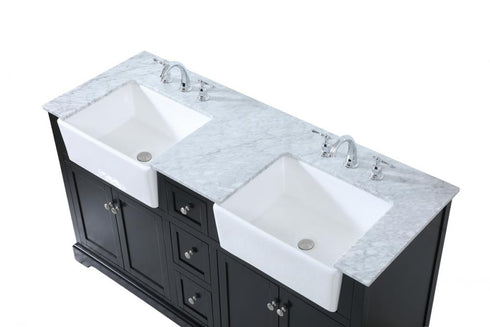Elegant Lighting Franklin 60 Inch Double Bathroom Vanity in Black Model: VF60260DBK