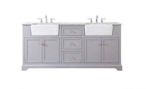 Elegant Lighting Franklin 72 Inch Double Bathroom Vanity in Black Model: VF60272DBK