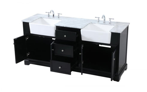 Elegant Lighting Franklin 72 Inch Double Bathroom Vanity in Black Model: VF60272DBK