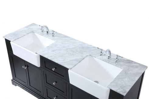 Elegant Lighting Franklin 72 Inch Double Bathroom Vanity in Black Model: VF60272DBK