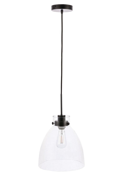 Elegant Lighting Frey 1 light in Black and Clear glass pendant Model: LD5029D11BK