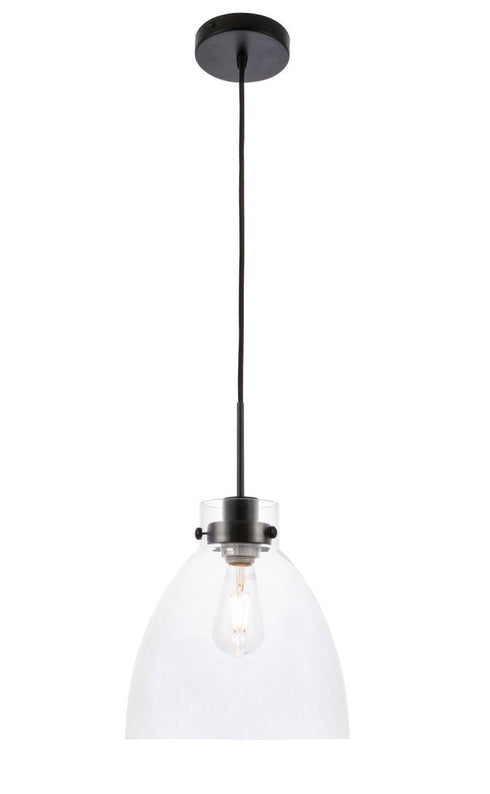 Elegant Lighting Frey 1 light in Black and Clear glass pendant Model: LD5029D11BK