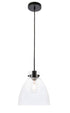 Elegant Lighting Frey 1 light in Black and Clear glass pendant Model: LD5029D11BK