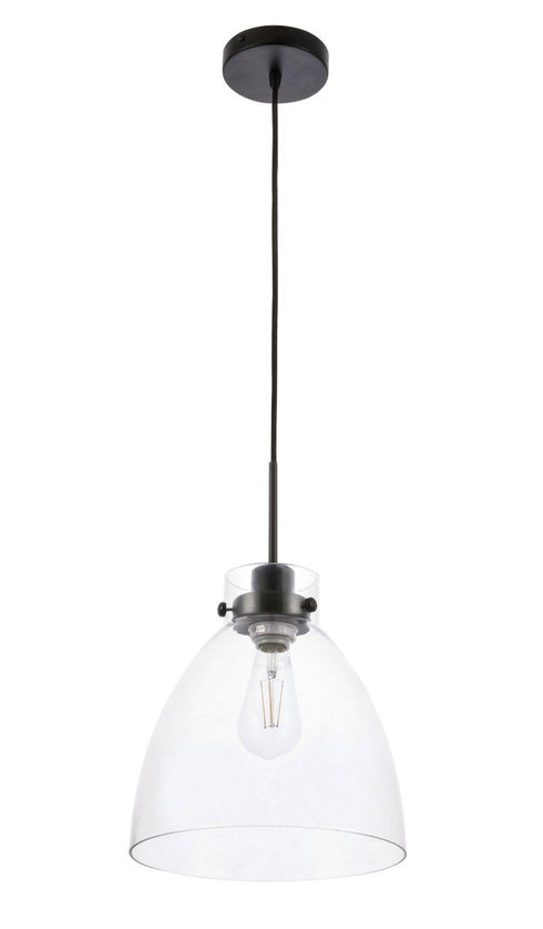 Elegant Lighting Frey 1 light in Black and Clear glass pendant Model: LD5029D11BK